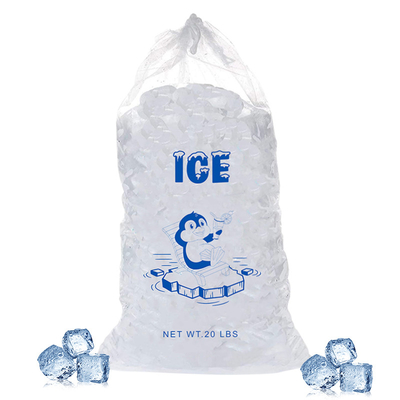 품질  20lb LDPE Durable Plastic Ice Bags Heat seal With Drawstring Closure 공장