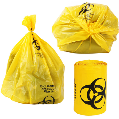 HDPE 기재 플라스틱 인쇄된 노란 생물학적 위험 의료 라이너